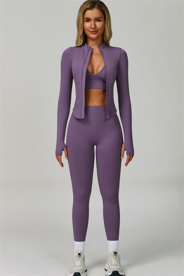 The Empower Jacket Sports Bra Leggings 3-Piece Set