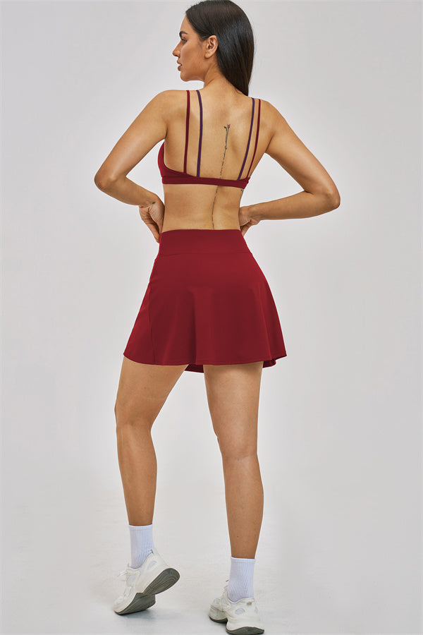 The Seraphine Layered V Sports Bra Skirt 2-Piece Set