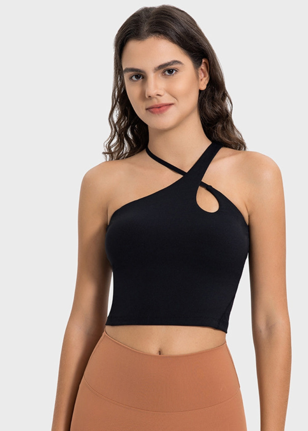 Asymmetrical Cross-Strap Cutout Crop Top