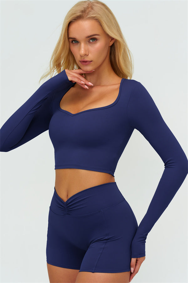 The Lushness Long Sleeve Crop top Shorts 2-Piece Set