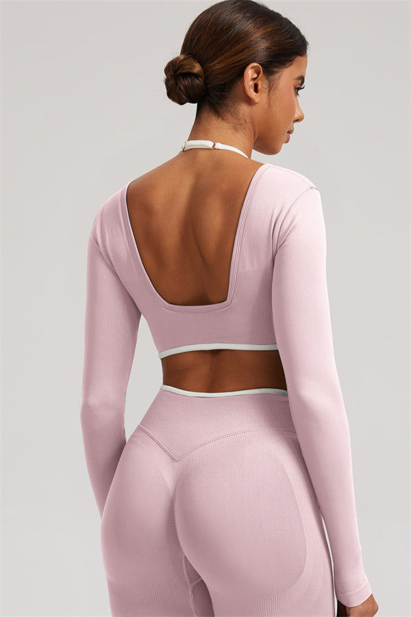 The Elevate Long Sleeve Crop top Shorts 2-Piece Set