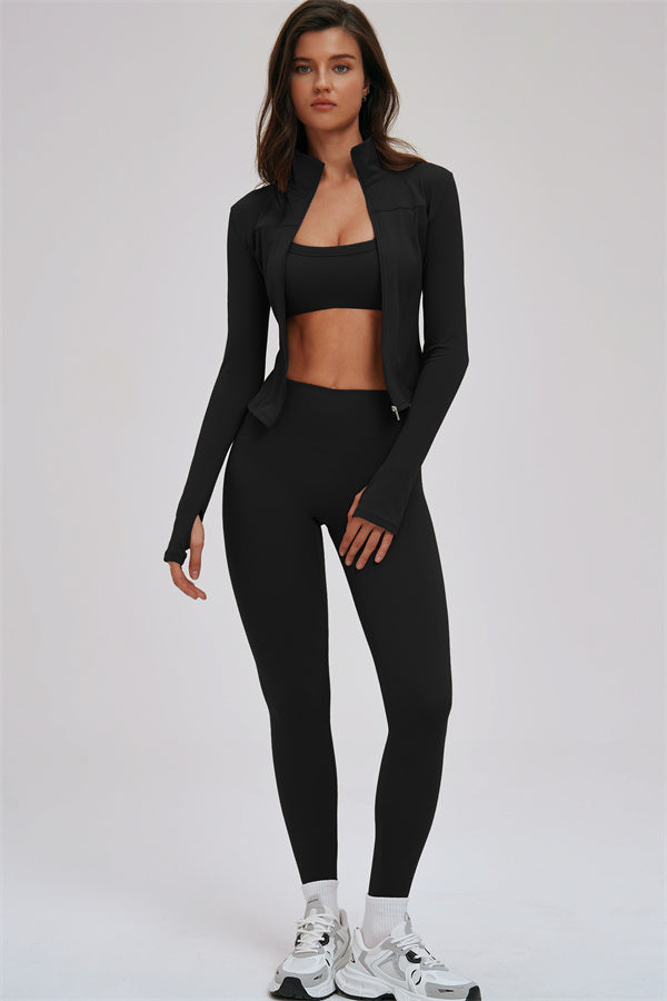The Kinetic Zip Jacket Sports Bra Leggings 3-Piece Set