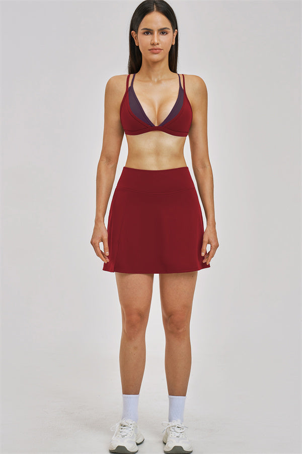 The Seraphine Layered V Sports Bra Skirt 2-Piece Set