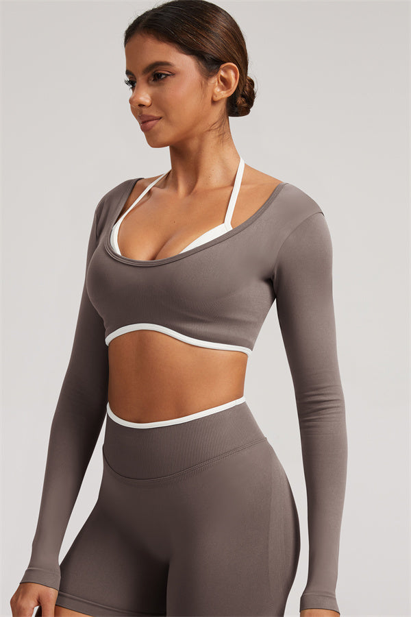 The Elevate Long Sleeve Crop top Shorts 2-Piece Set