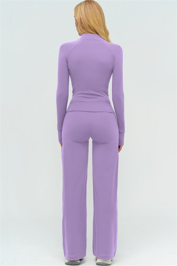 The Twirl Zip Jacket Halter Tank Top New Straight Leg Pants 3-Piece Set