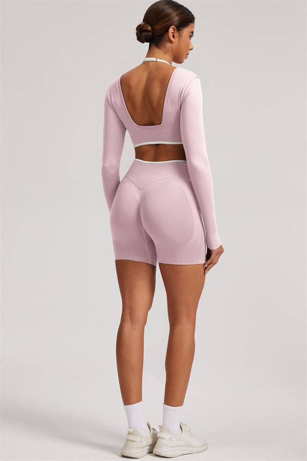 The Elevate Long Sleeve Crop top Shorts 2-Piece Set