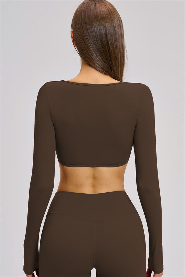 The Zestful Long Sleeve Crop Top Shorts 2-Piece Set