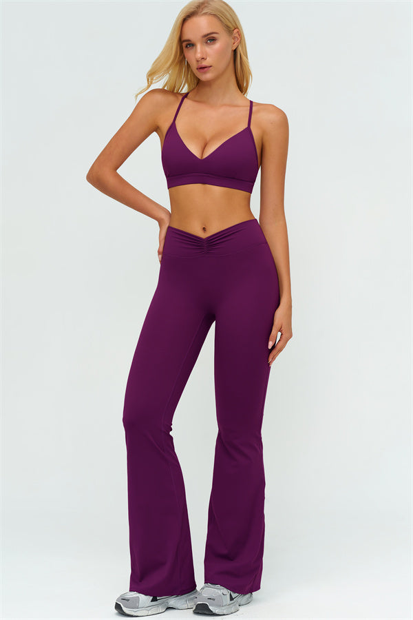The Lushness Y-Back Sports Bra Flared Leggings 2-Piece Set