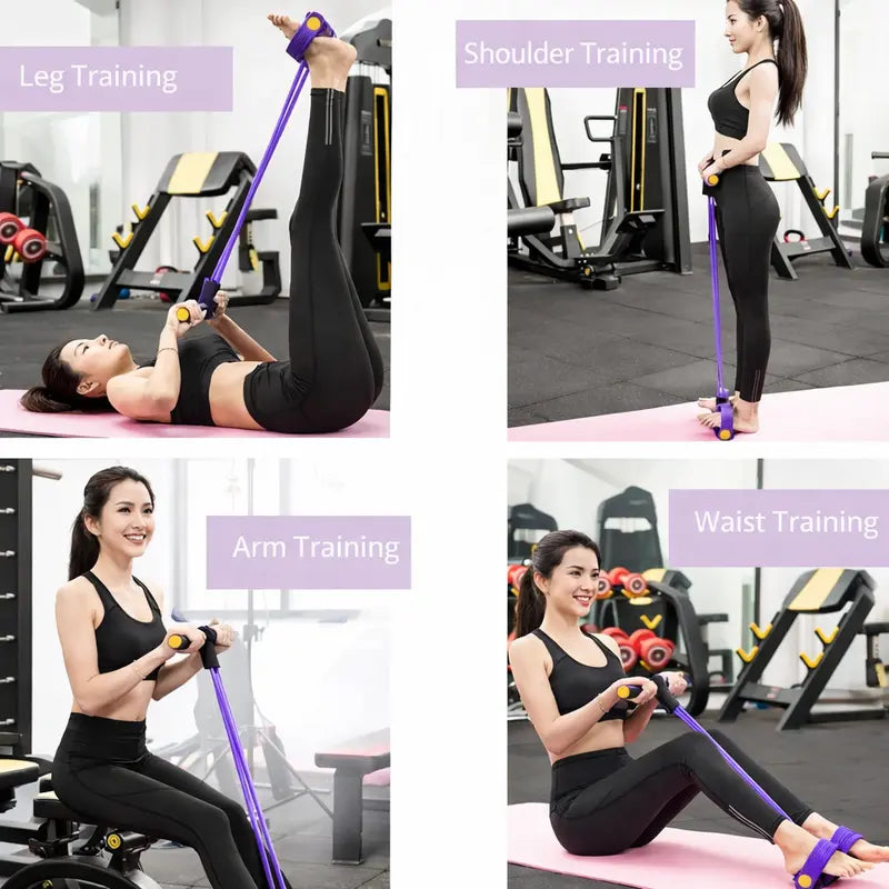 Multifunction Tension Rope, 6-Tube Elastic Yoga Pedal Puller Resistance Band, Natural Latex Tension Rope Fitness Equipment, for Abdomen/Waist/Arm/Leg Stretching Slimming Training