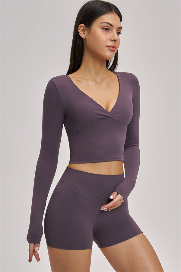 The Swoon Long Sleeve Crop top Shorts 2-Piece Set