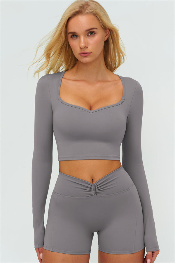 The Lushness Long Sleeve Crop top Shorts 2-Piece Set
