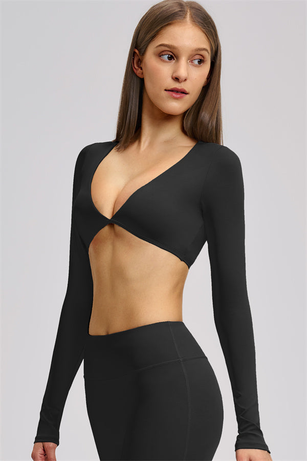 The Zestful Long Sleeve Crop Top Shorts 2-Piece Set
