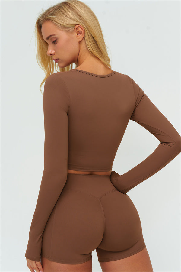The Lushness Long Sleeve Crop top Shorts 2-Piece Set