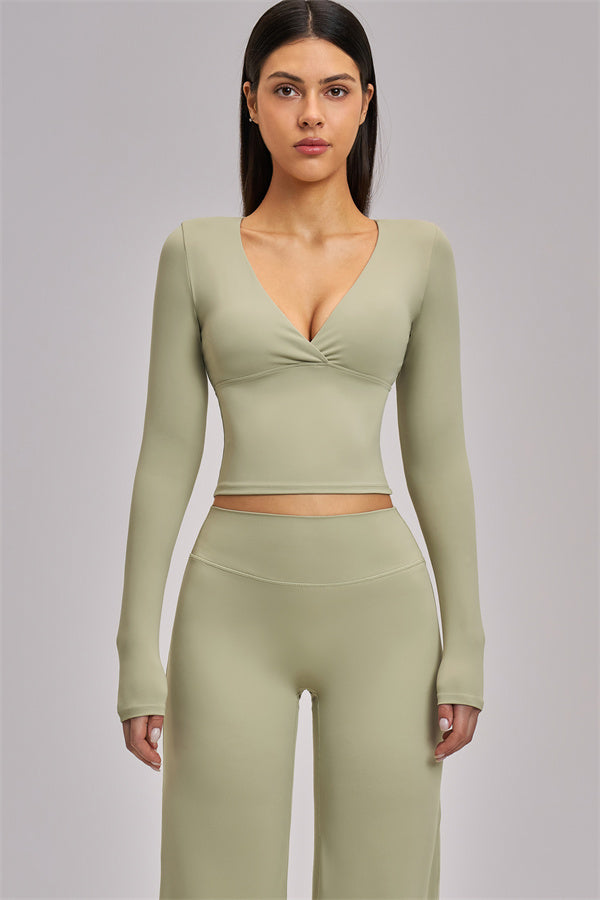 The Swoon Long Sleeve Crop top Flared Leggings 2-Piece Set