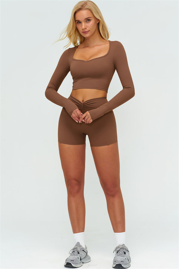 The Lushness Long Sleeve Crop top Shorts 2-Piece Set