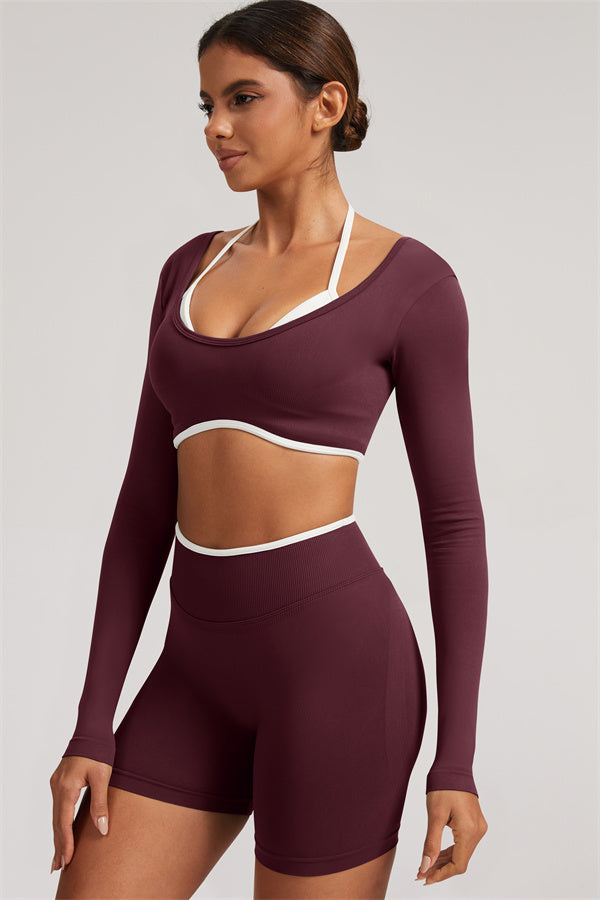 The Elevate Long Sleeve Crop top Shorts 2-Piece Set
