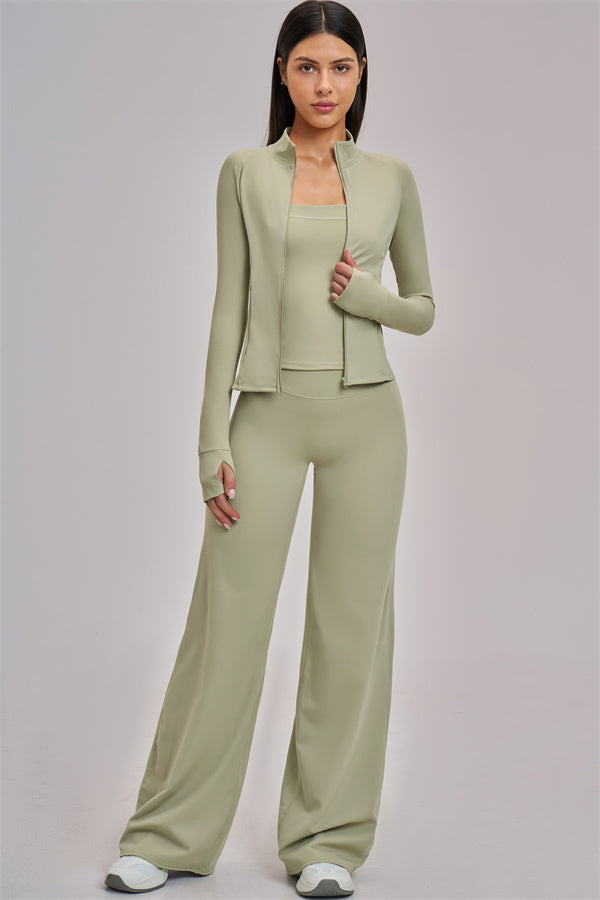 The Swoon Jacket Tank Top Flared Leggings 3-Piece Set
