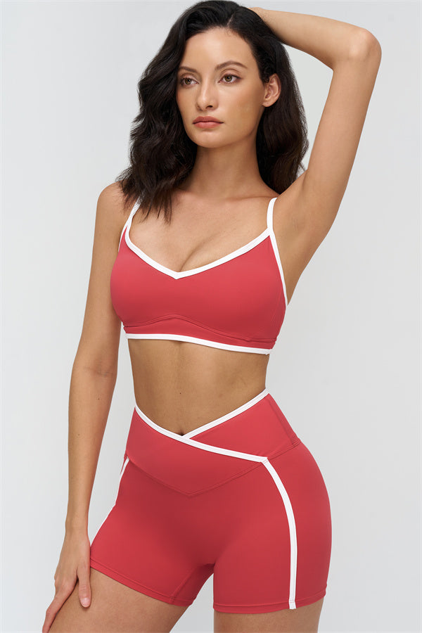 The Crave Contrast Sports Bra Shorts 2-Piece Set