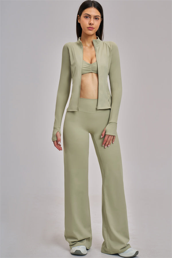 The Swoon Jacket Sports Bra Flared Leggings 3-Piece Set