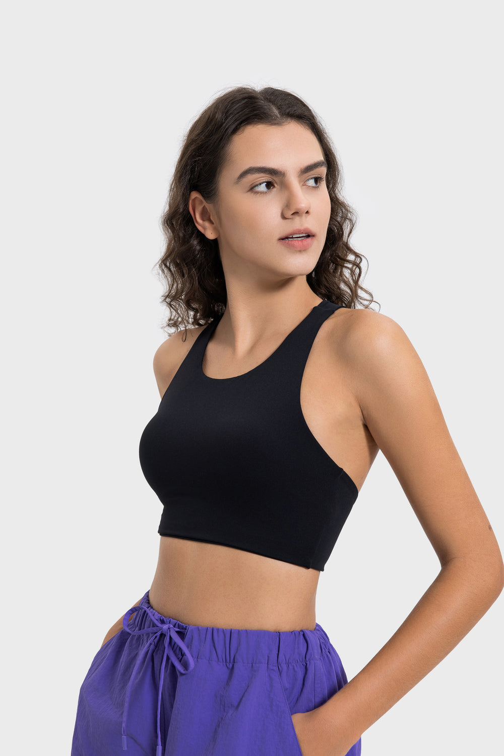 Hello Day Crisscross Back Athletic Crop Top