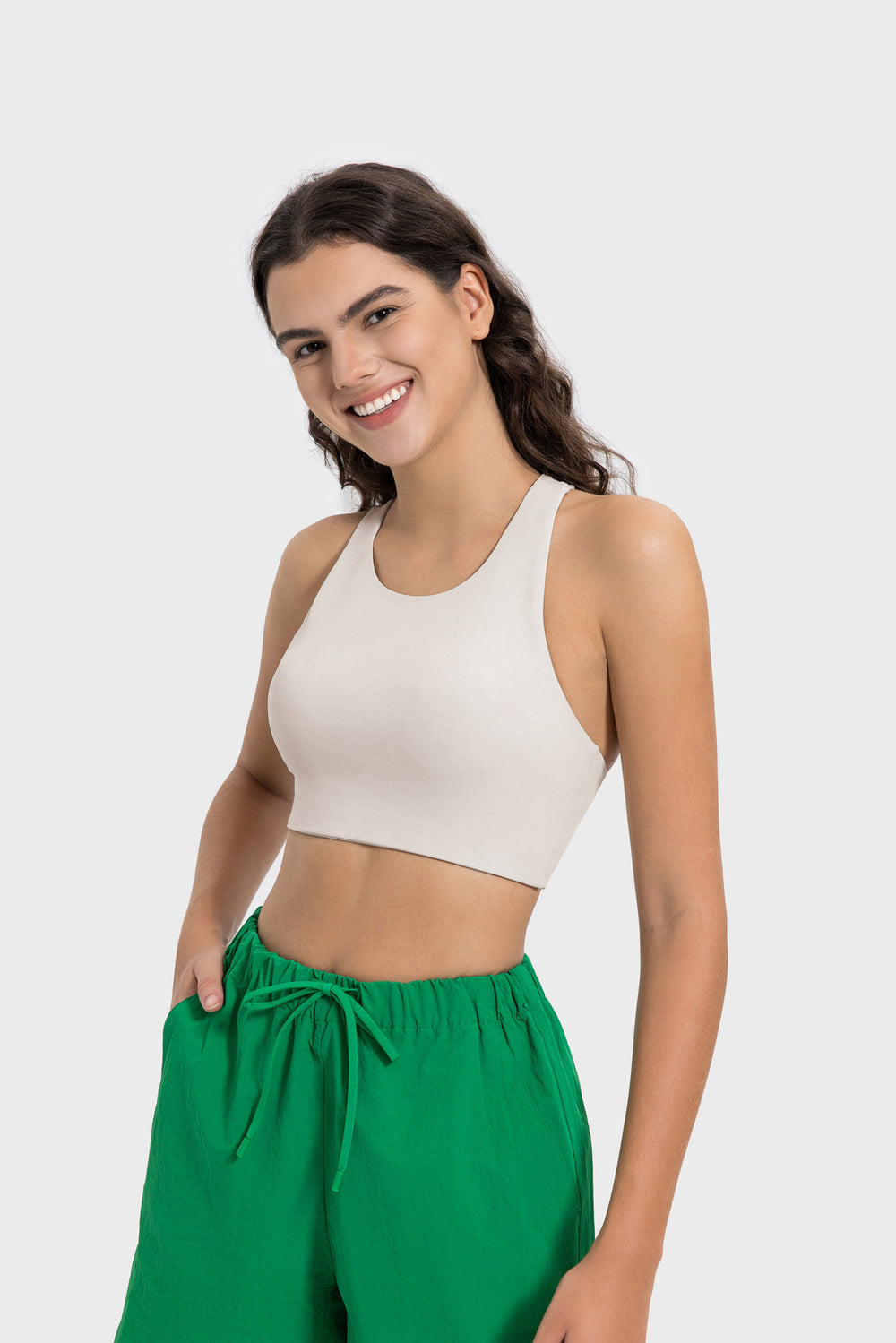 Hello Day Crisscross Back Athletic Crop Top