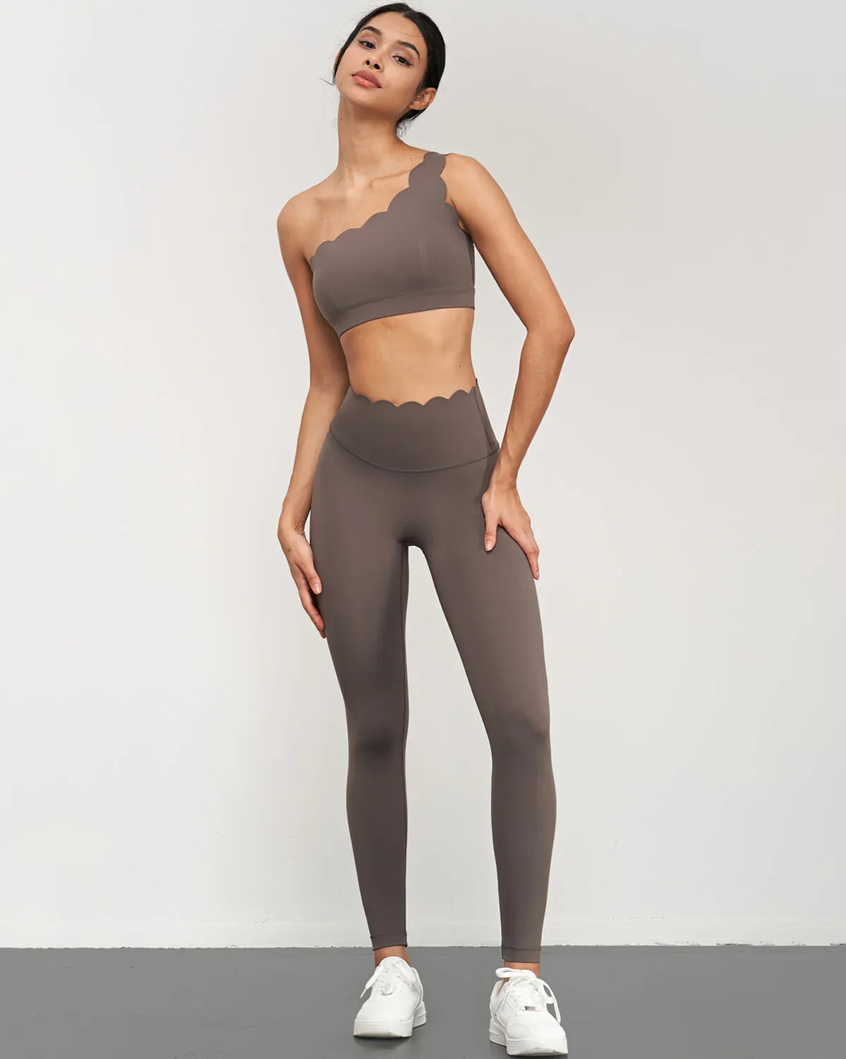 Hello Day Scalloped Waist High Rise Leggings