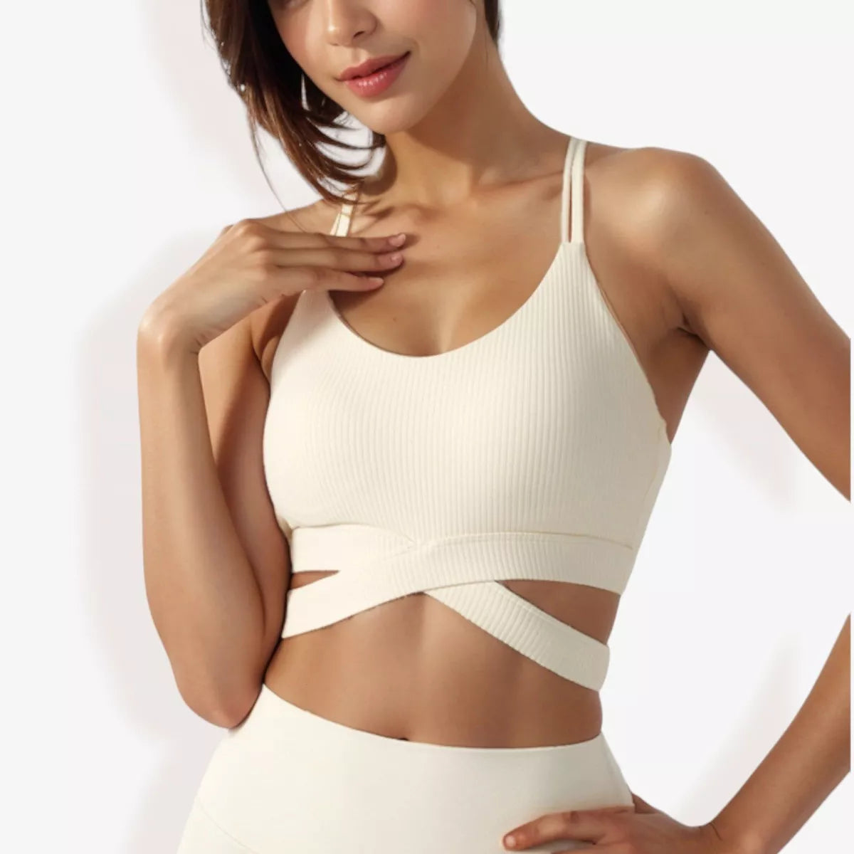 Strappy Crossover Cutout Sports Bra