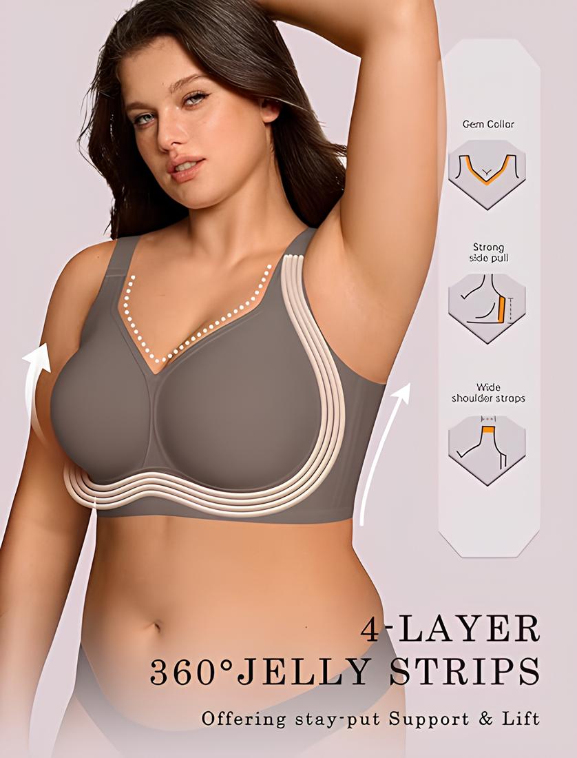 Womens Wireless Jelly Bra Plus Size Supportive Seamless Bras Full Coverage Push Up Comfortable No Underwire Tshirt Bras