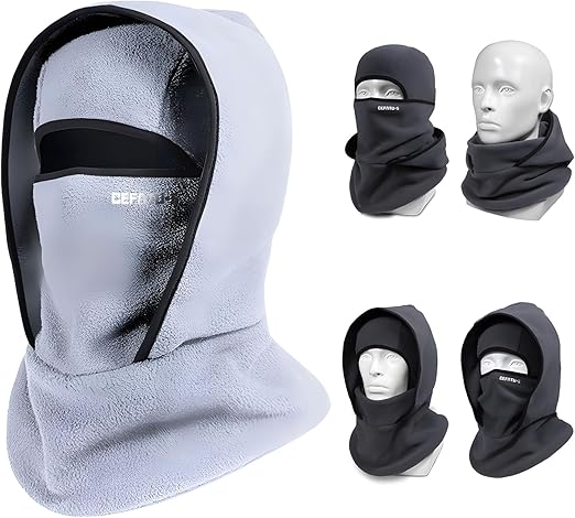 Outdoor Winter Warm Hat Neckband Integrated Cycling Mask Sports Ski Head Cover, Windproof Fleece Thermal Face Mask