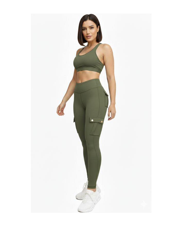 Cargo Leggings for Women Casual High Waisted Tummy Control Run Pants Butt Lifting Yoga Pants with Pockets