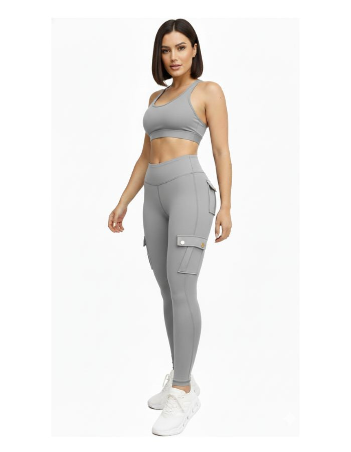 Cargo Leggings for Women Casual High Waisted Tummy Control Run Pants Butt Lifting Yoga Pants with Pockets