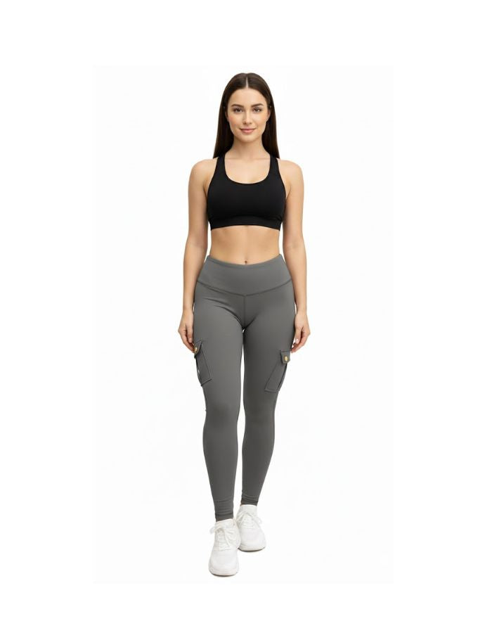 Cargo Leggings for Women Casual High Waisted Tummy Control Run Pants Butt Lifting Yoga Pants with Pockets