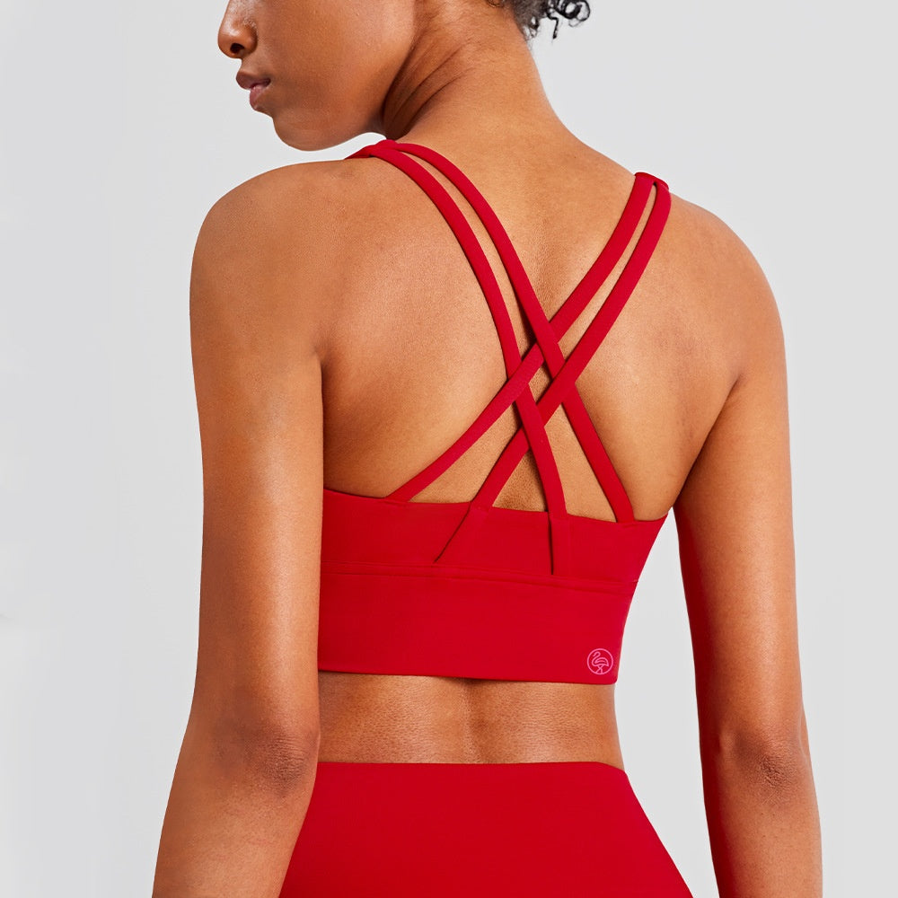 Hello Day Multi Strap Sports Bra | Red