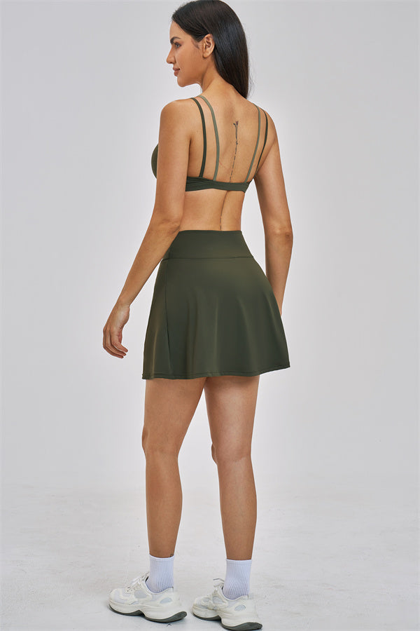 The Seraphine Layered V Sports Bra Skirt 2-Piece Set