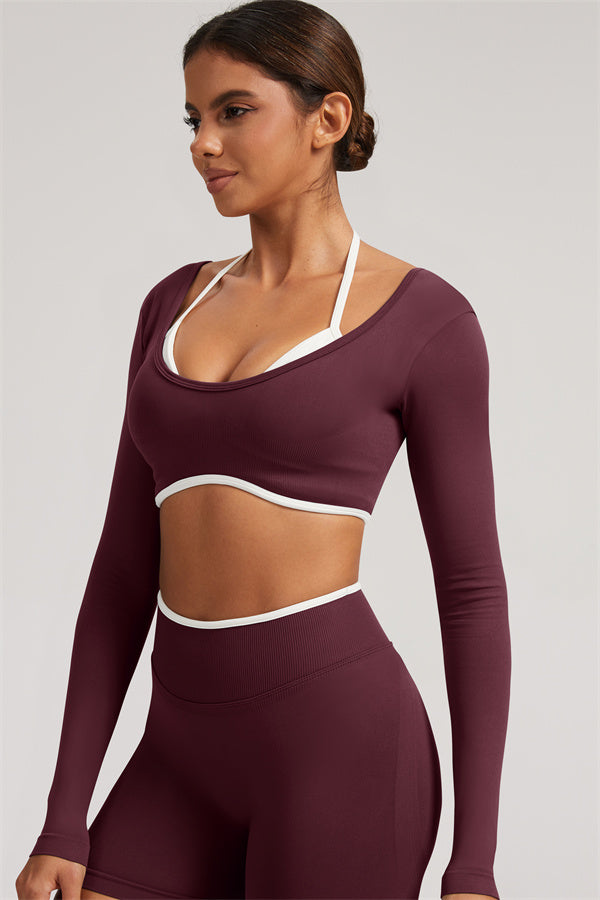 The Elevate Long Sleeve Crop top Shorts 2-Piece Set