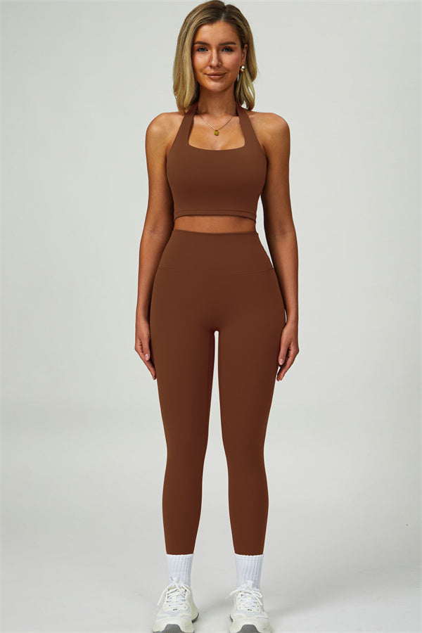 The Seraphine Halter Crop Top Leggings 2-Piece Set