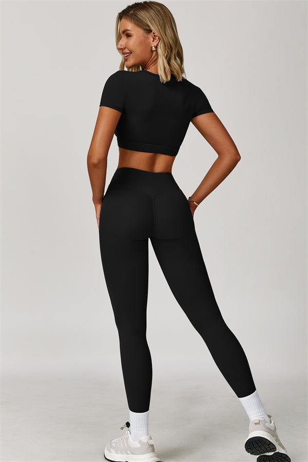 The Lavish Cut-out Crop Top Leggings 2-Piece Set