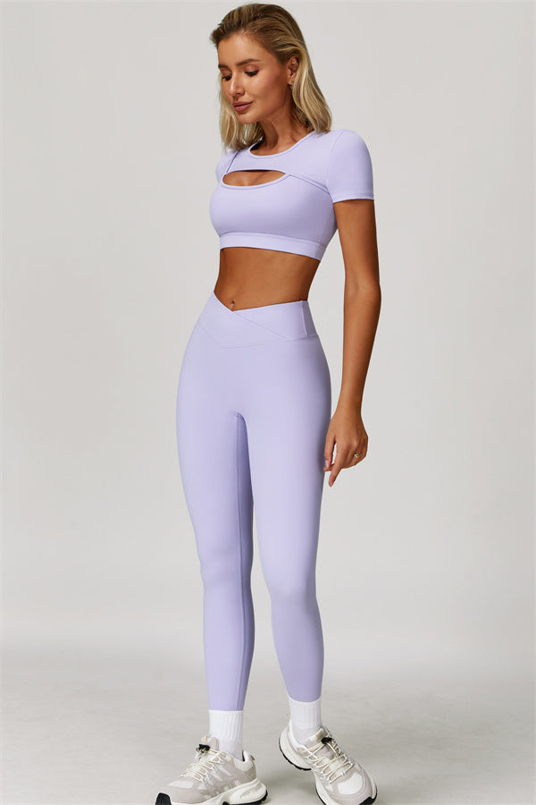 The Lavish Cut-out Crop Top Leggings 2-Piece Set
