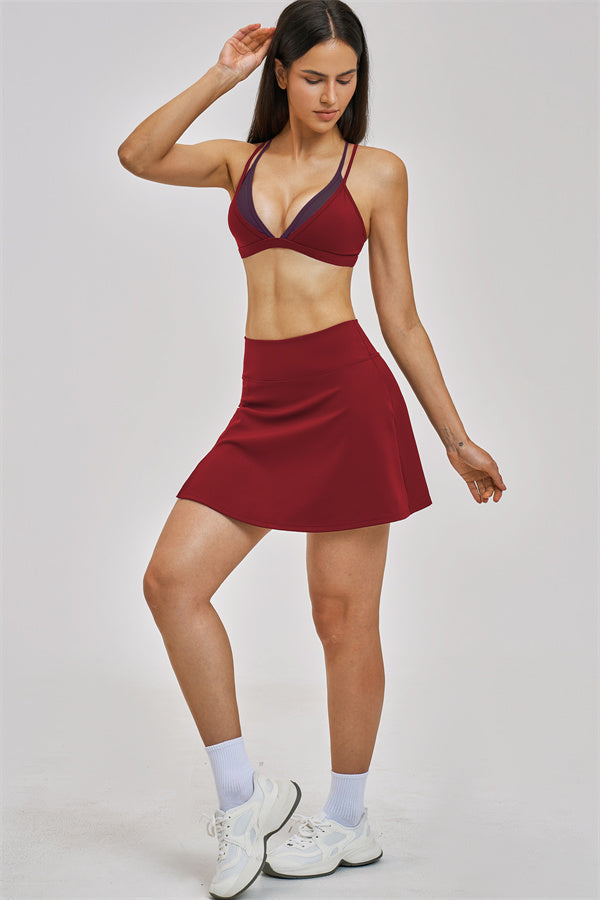 The Seraphine Layered V Sports Bra Skirt 2-Piece Set