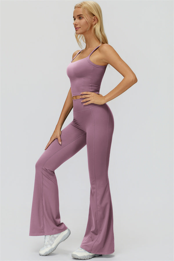 The Fyra Crop Tank Flared Leggings 2-Piece Set