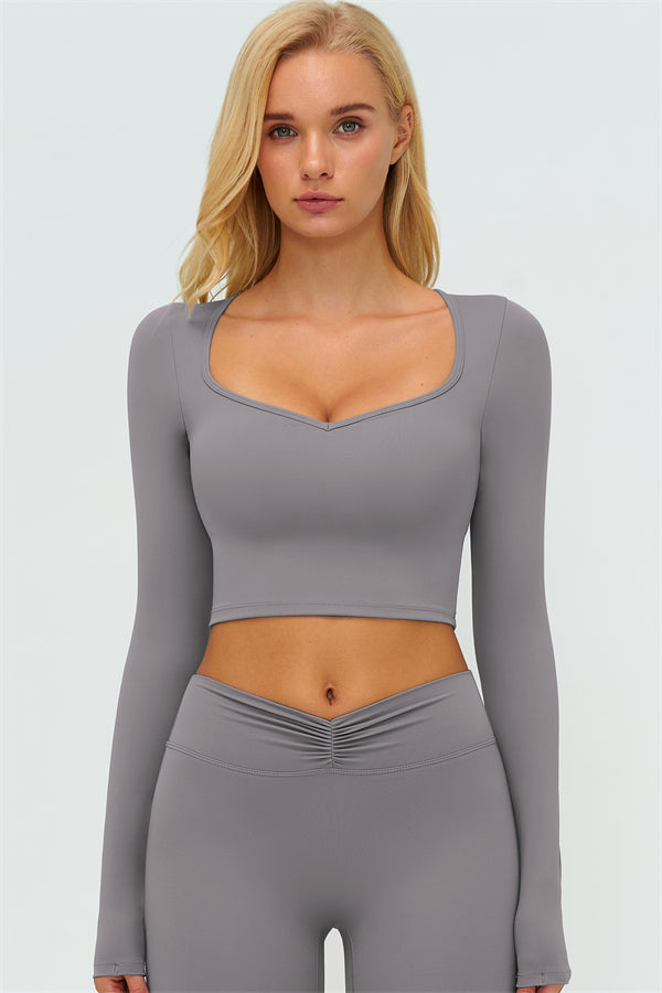 The Lushness Long Sleeve Crop top Shorts 2-Piece Set