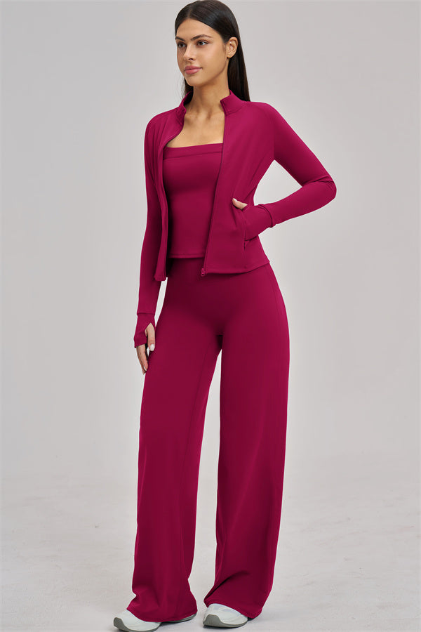 The Swoon Jacket Tank Top Flared Leggings 3-Piece Set