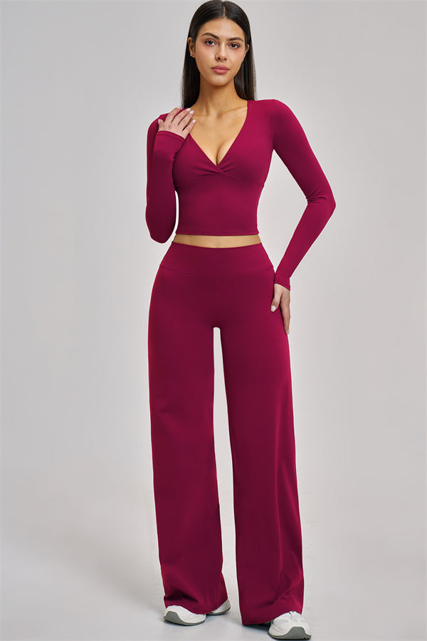 The Swoon Long Sleeve Crop top Flared Leggings 2-Piece Set