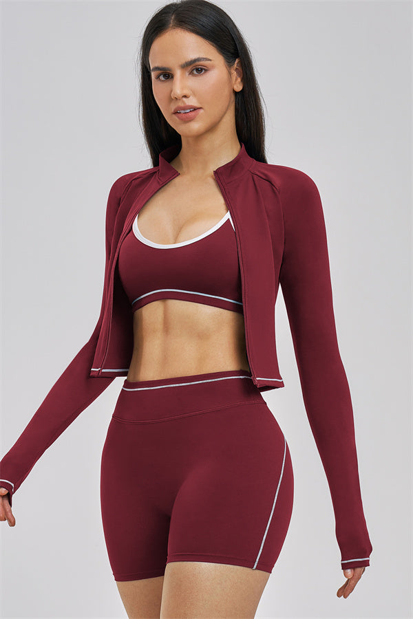 The Unbound Jacket Sports Bra Shorts 3-Piece Set
