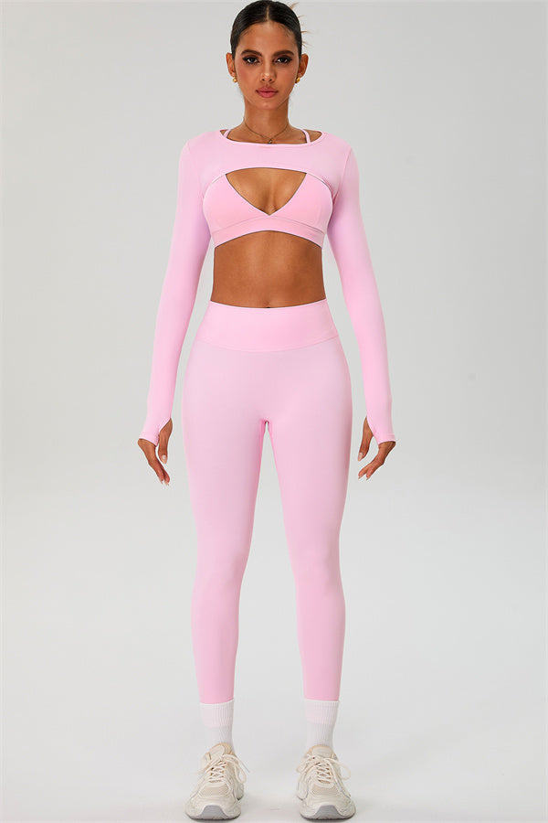 The Ember Sports Bra Crop Top Leggings 3-Piece Set
