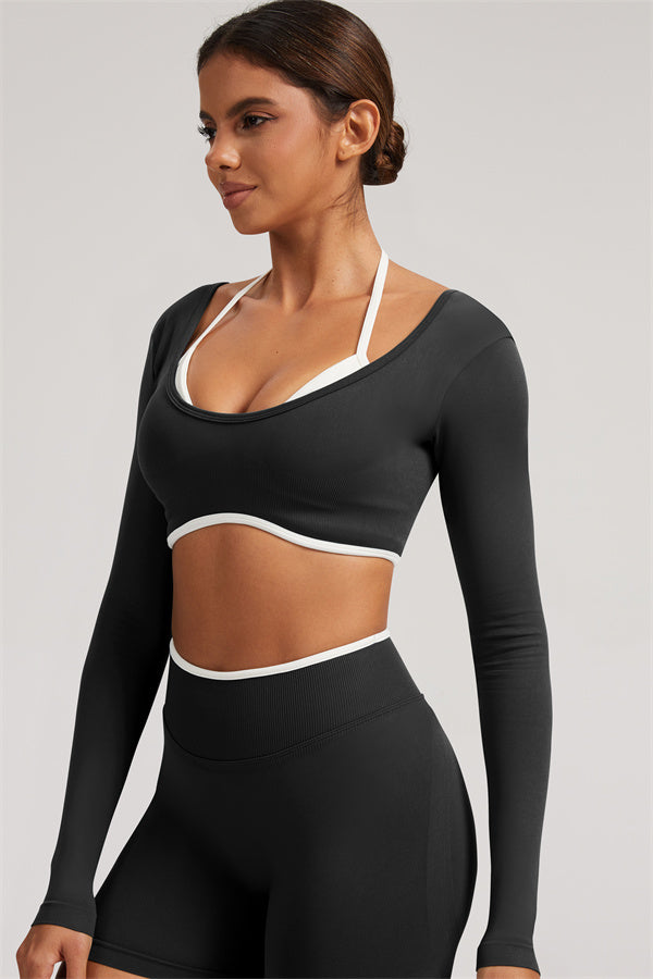 The Elevate Long Sleeve Crop top Shorts 2-Piece Set
