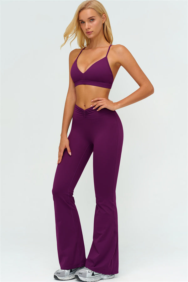 The Lushness Y-Back Sports Bra Flared Leggings 2-Piece Set