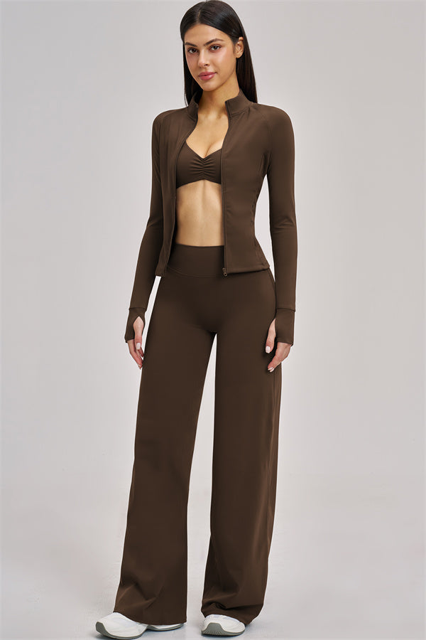The Swoon Jacket Sports Bra Flared Leggings 3-Piece Set