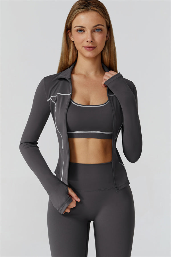 The Venus Zip Top Sports Bra Leggings 3-Piece Set